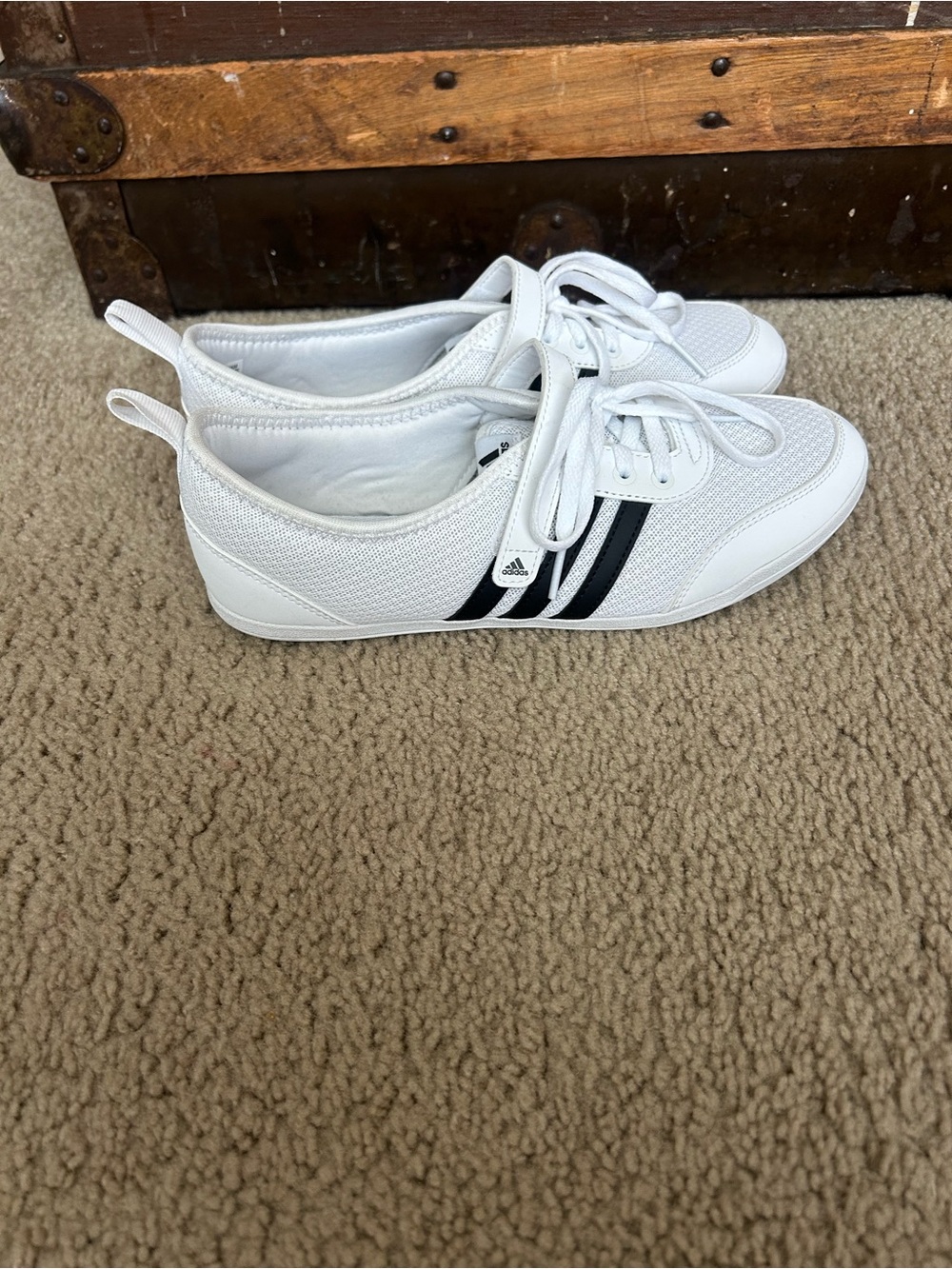 adidas Women’s White Sneakers with Black Three-Stripes